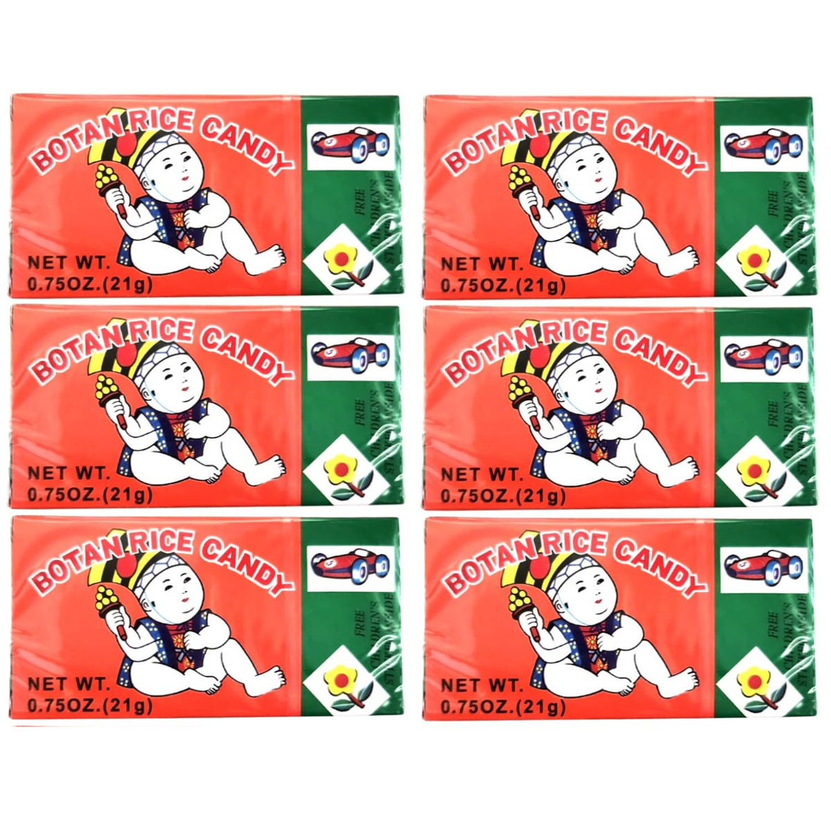 Gosu Toys Botan Rice Candy front packaging showing the six-pack display for gifting or sharing.