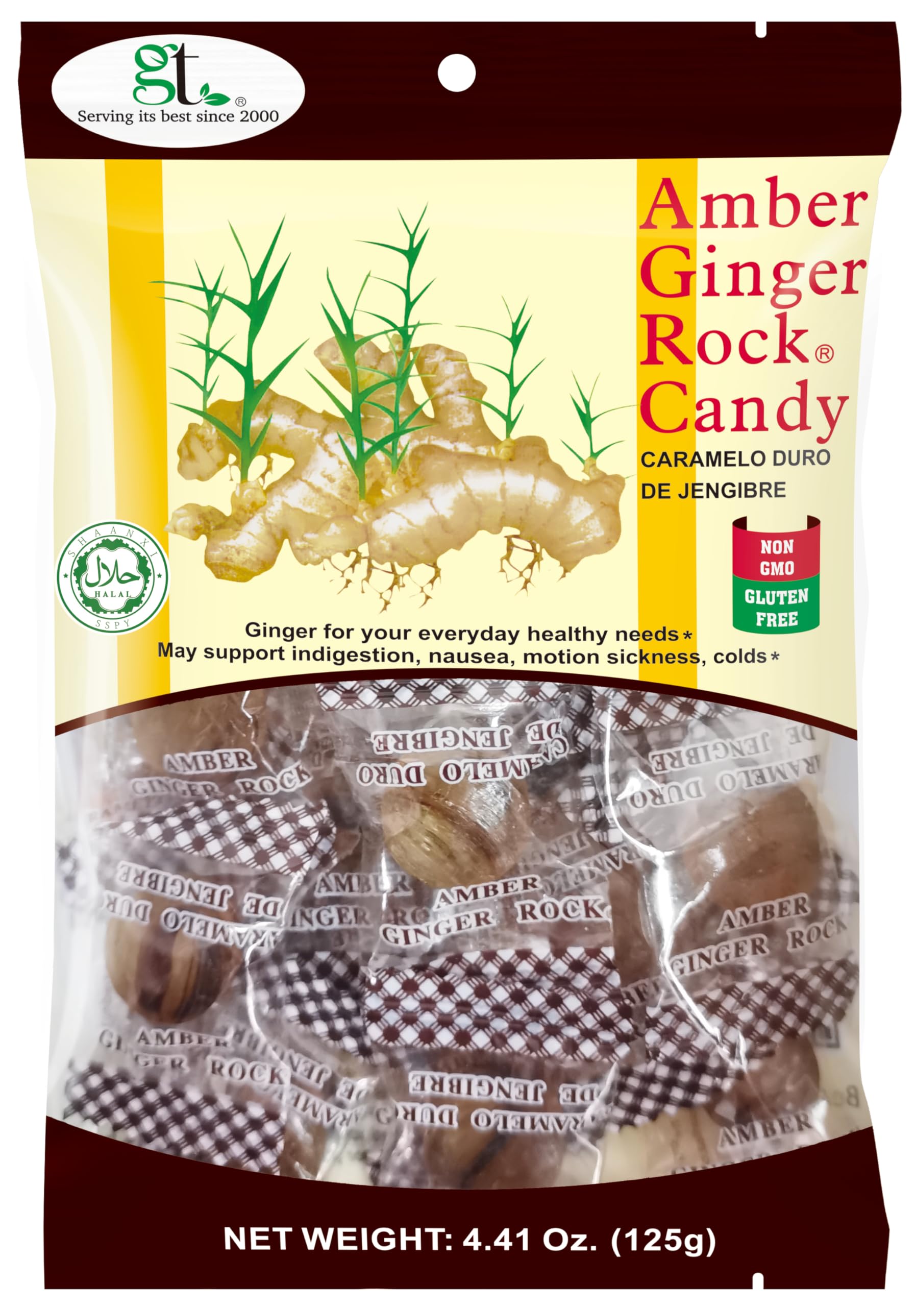 GoTo Tea Amber Ginger Rock Candy 2-pack visible packaging highlighting natural ginger flavor.