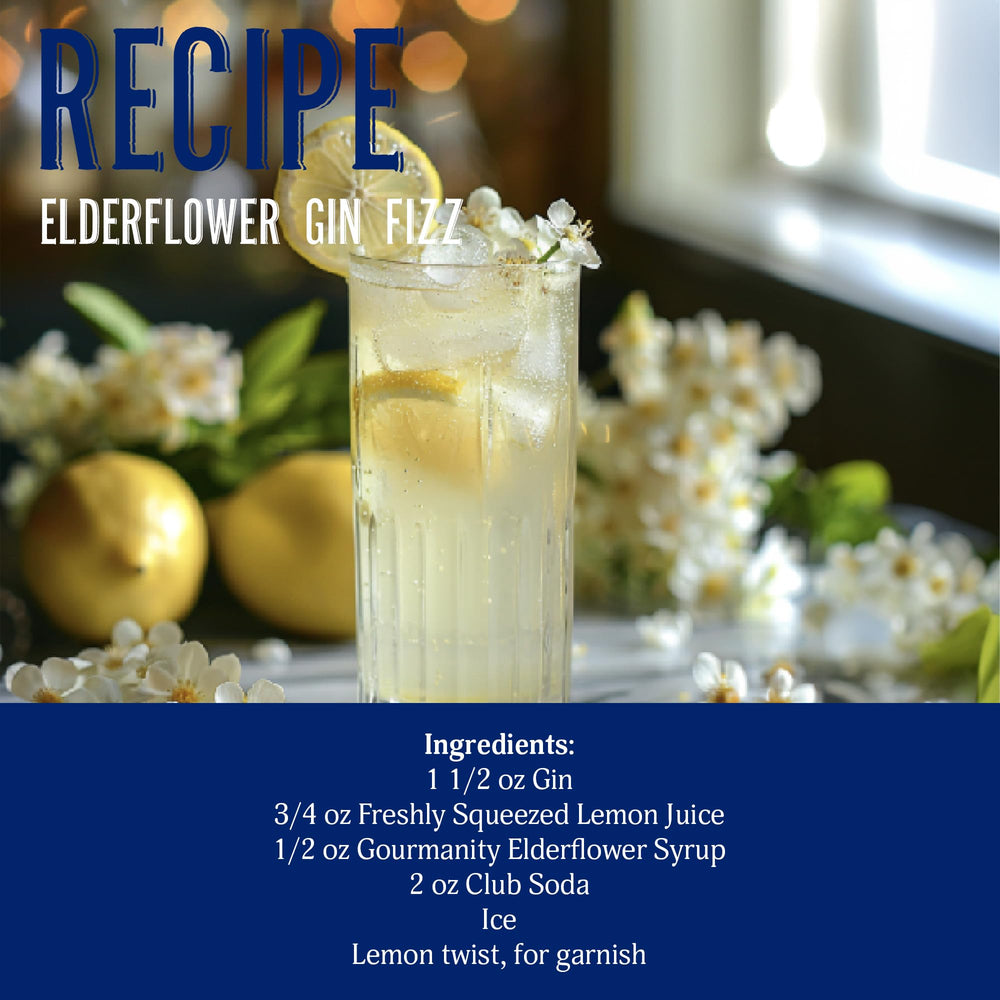 Gourmanity Elderflower Syrup used in dressings or marinades for bright summer dishes.