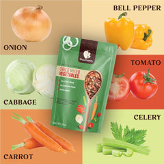 Gourmanity emergency pantry display of dehydrated vegetables for long shelf life