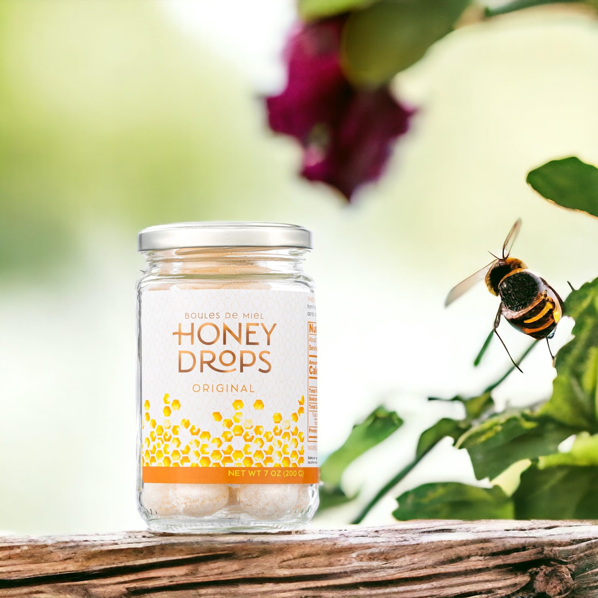 Gourmanity Honey Drops use natural honey from bees raised with care