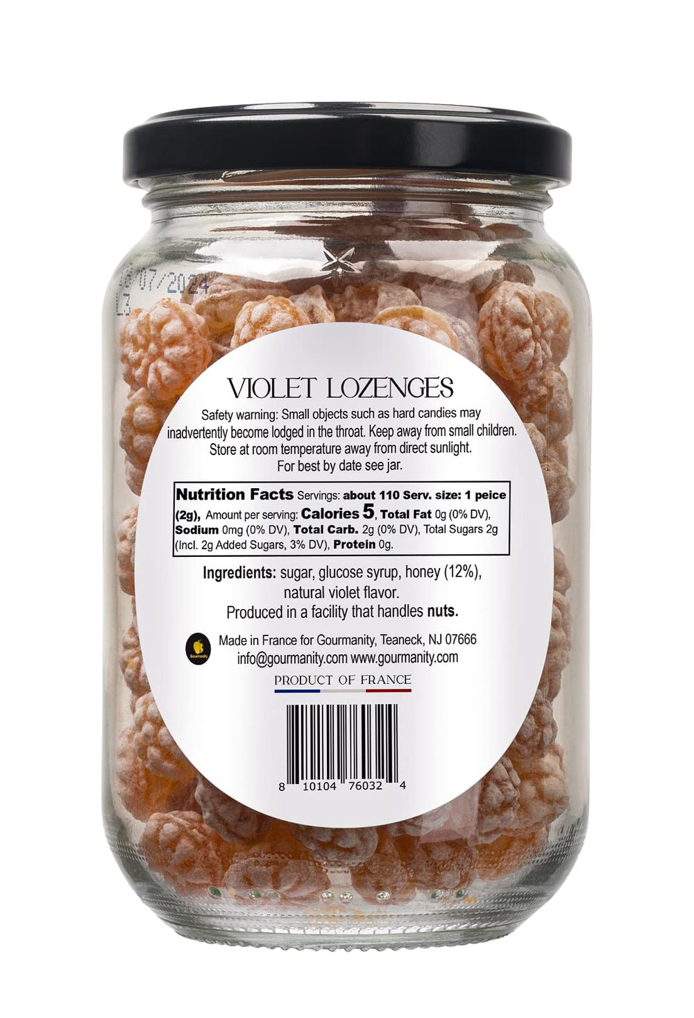 Gourmanity honey lozenge cross-section – shows real honey inside.