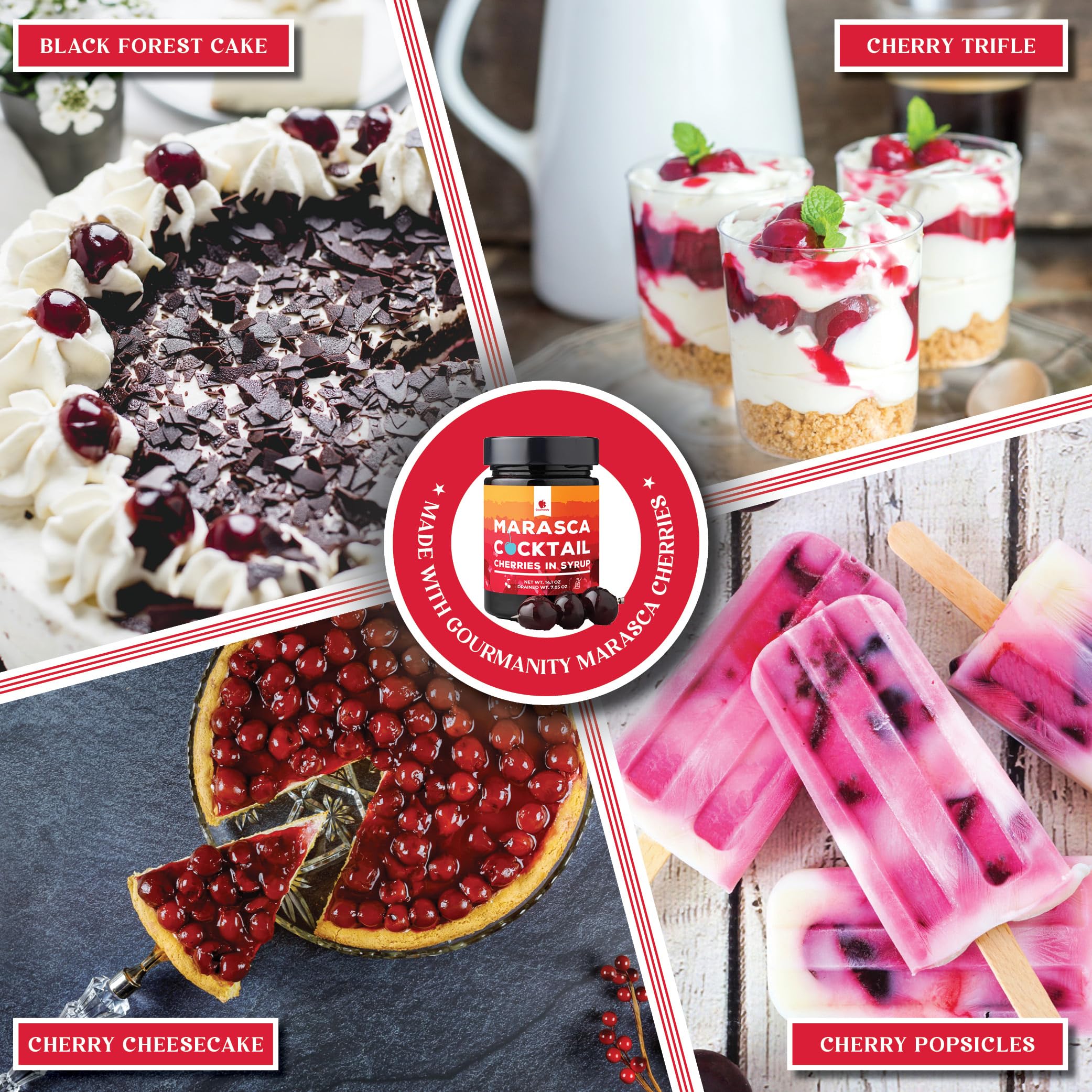 Gourmanity Italian grown cherries: natural juice depth boosts flavor in recipes.