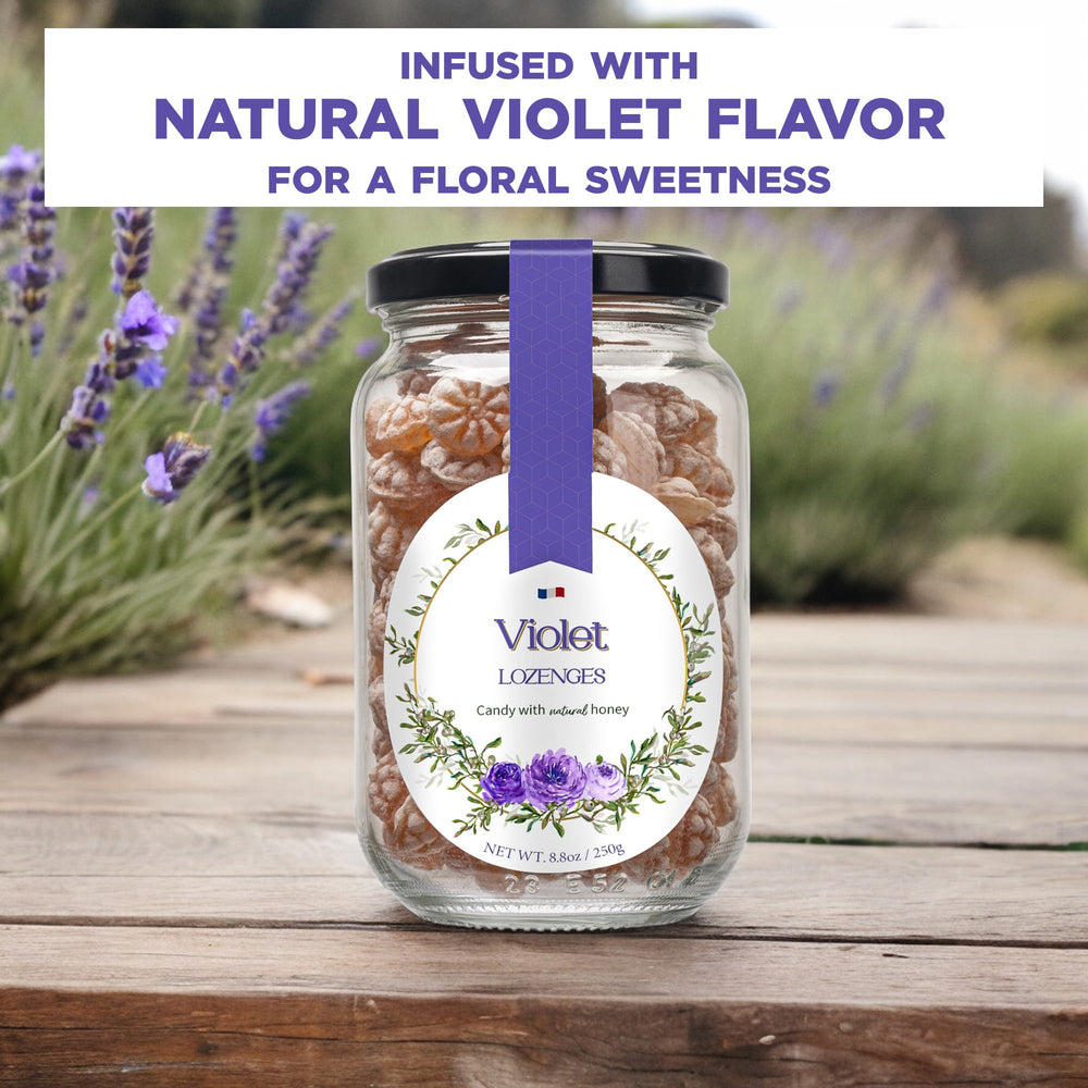Gourmanity natural violet flavor lozenge – floral notes for gentle enjoyment.