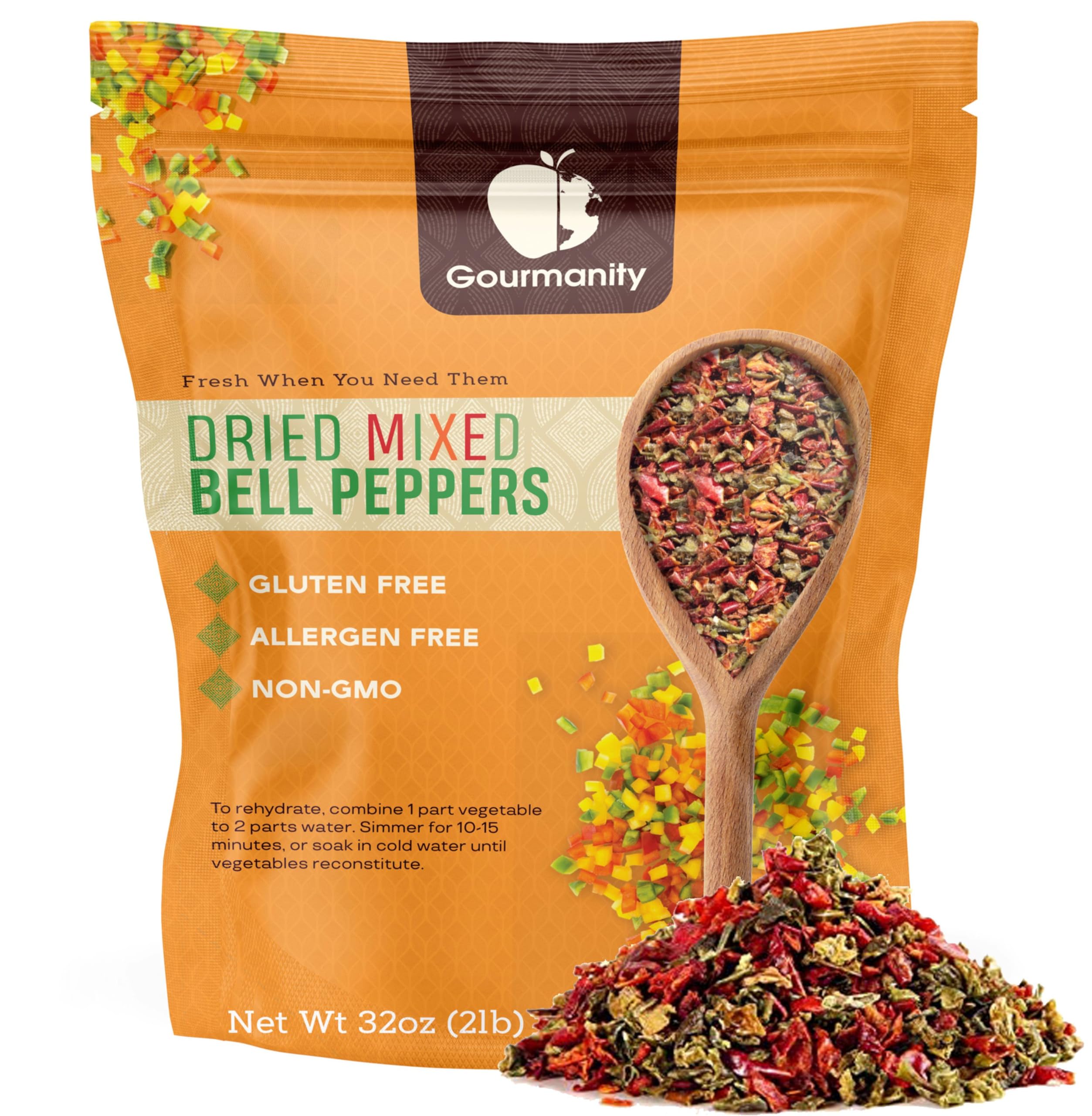 Non GMO certification seal on Gourmanity pepper mix label