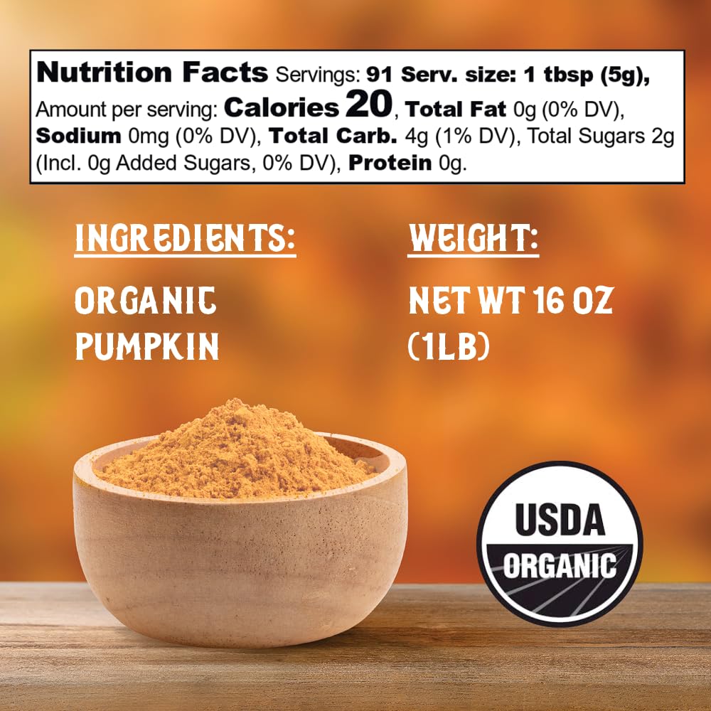 Gourmanity Pumpkin Powder label close-up showing non-GMO quality
