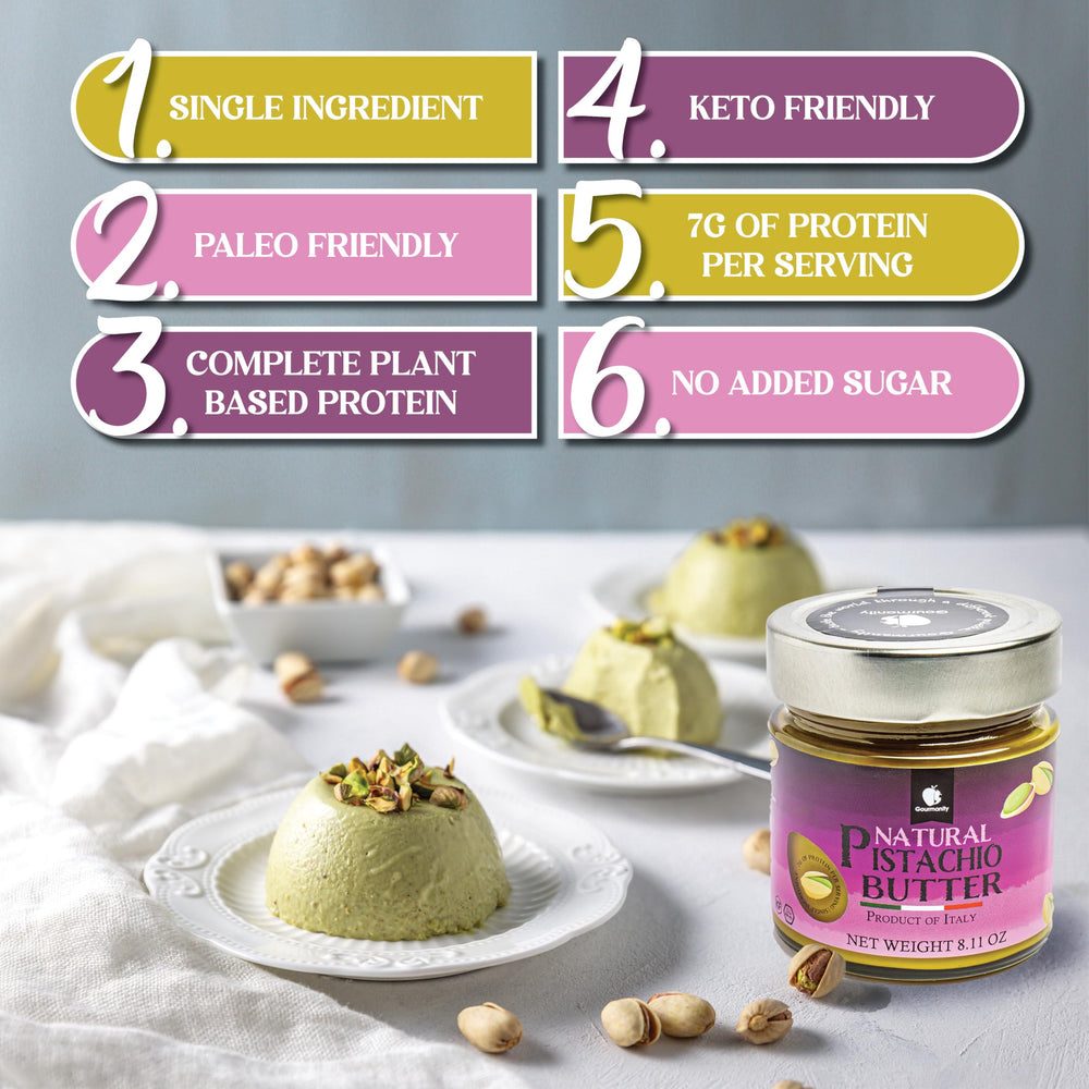 Gourmanity pistachio butter swirled into pasta sauce for depth