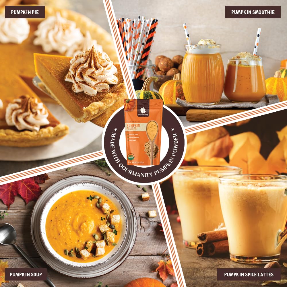 Gourmanity Pumpkin Powder on a kitchen counter with warm amber color
