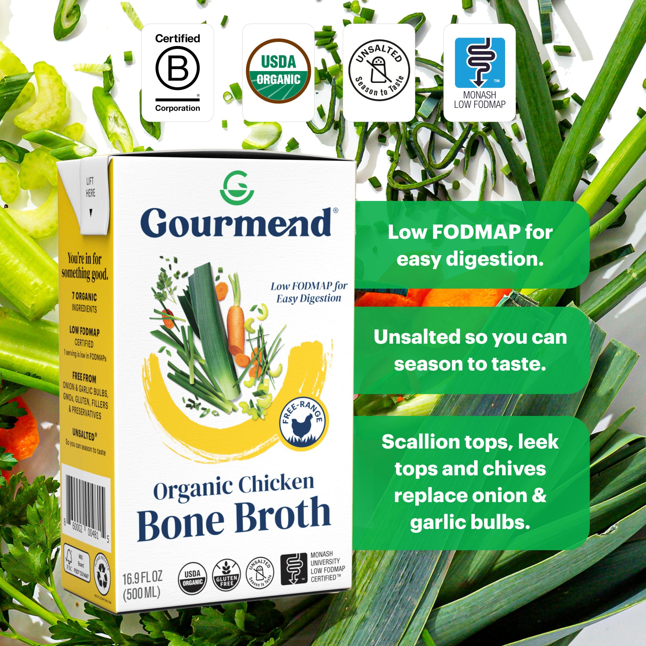 Gourmend broth simmered with vegetables for depth