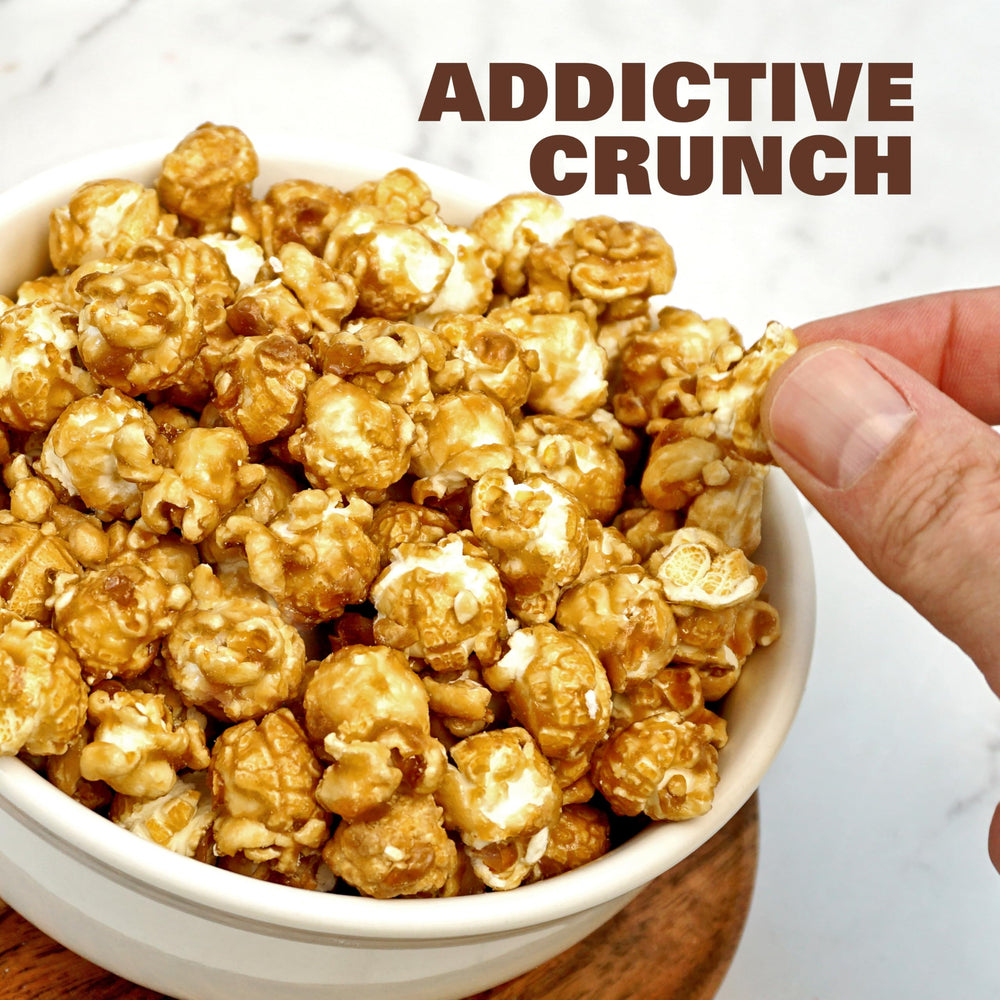 Gourmet popcorn close-up highlights premium ingredients.