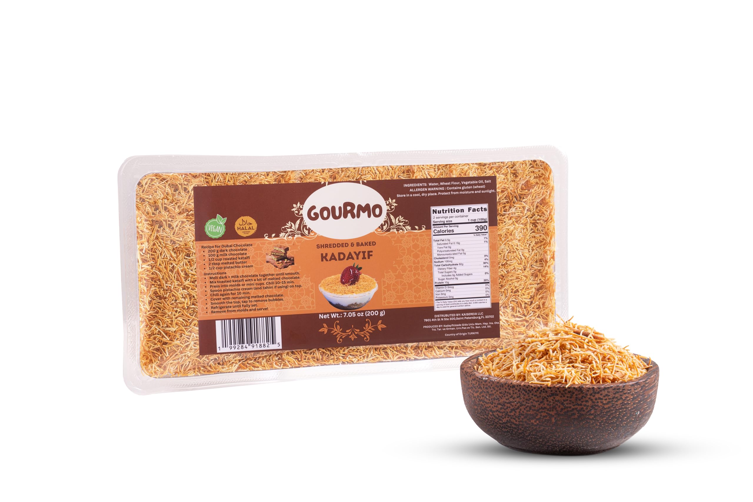 GOURMO kadayif 200g pack with shredded strands for authentic kunafa texture