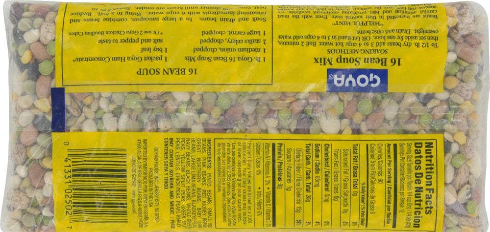 Goya 16 Bean Soup Mix uncooked beans, easy family dinner option