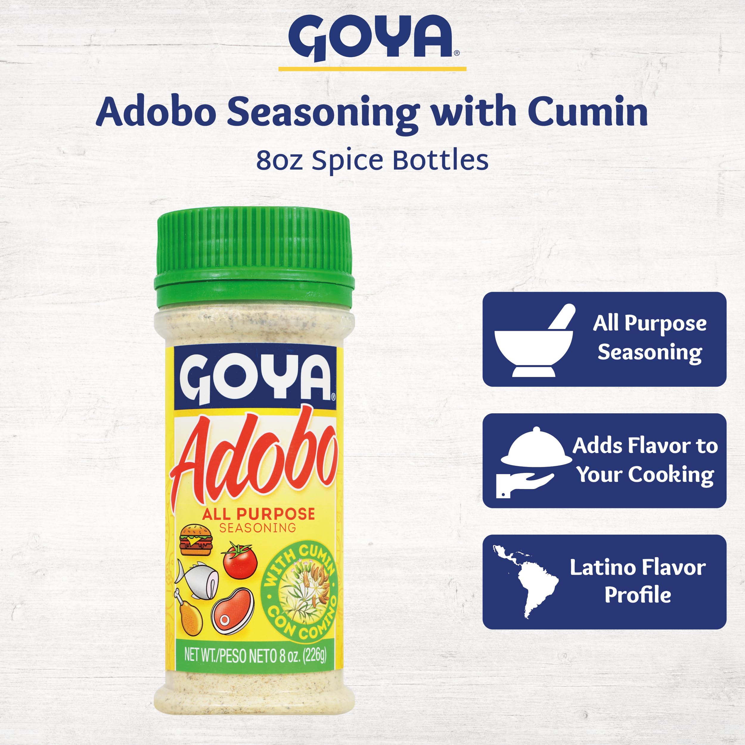 Goya Adobo with Cumin on vegetables enhances everyday meals.