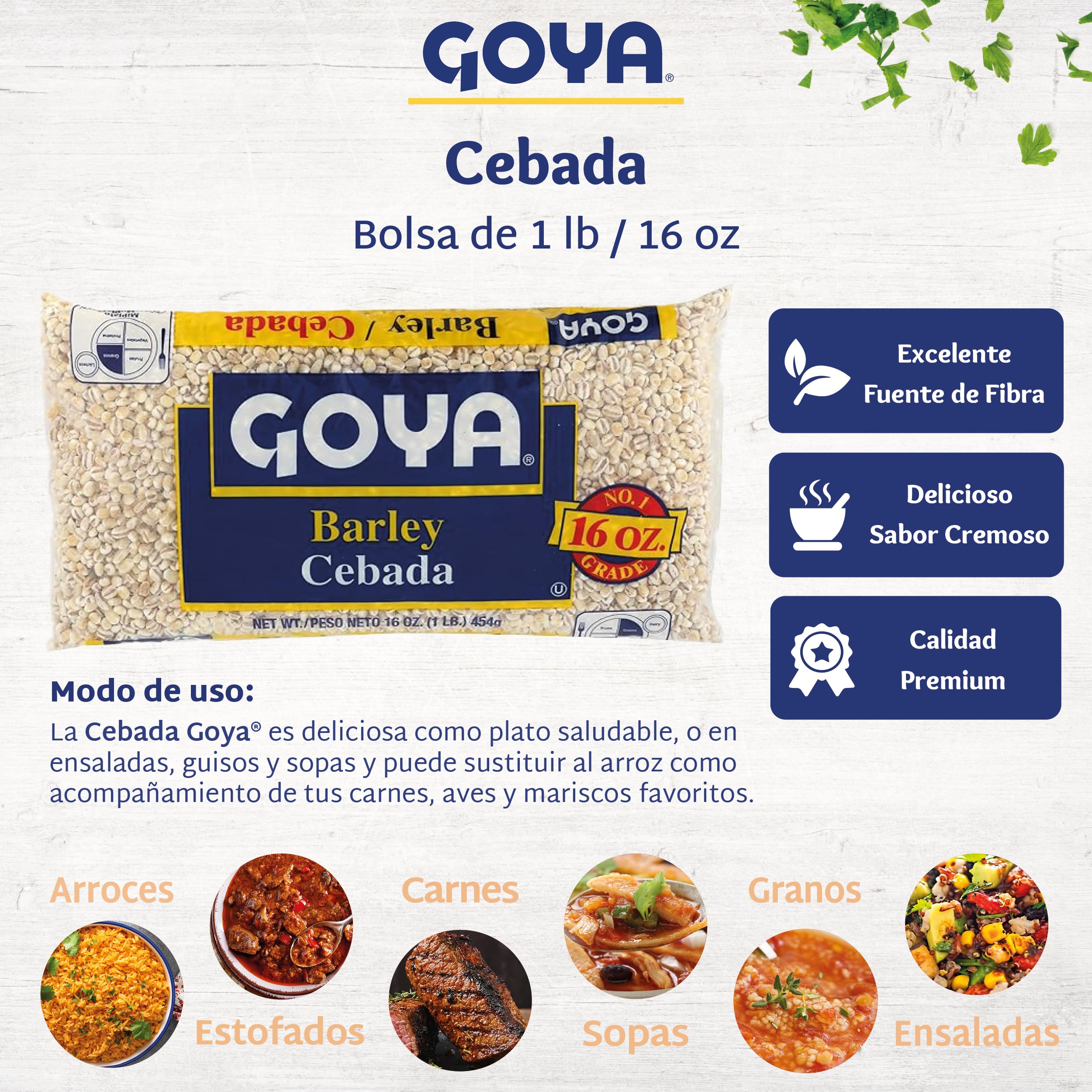 Goya Barley in kitchen, ideal pantry staple for meals.