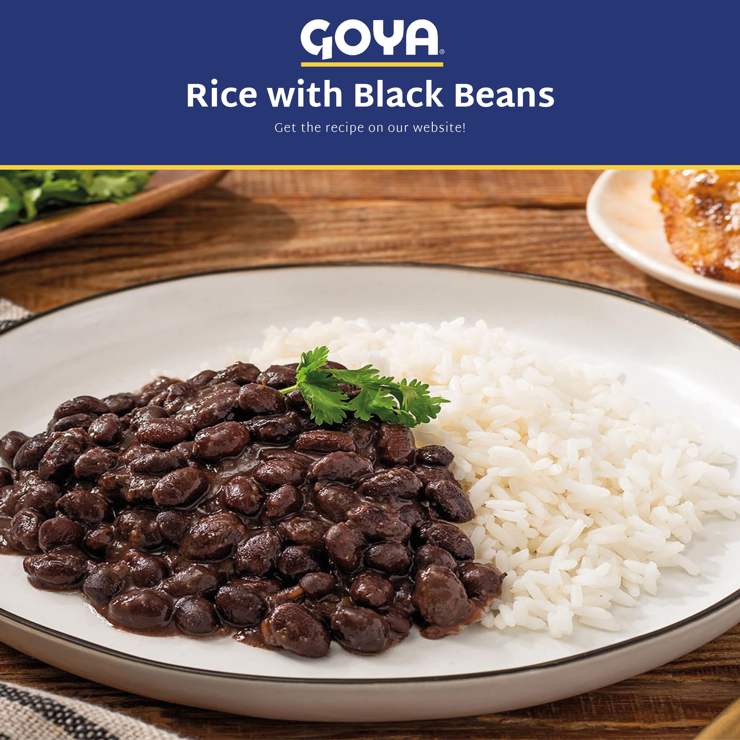 Goya Black Beans in a kitchen scene, ready to mix into recipes