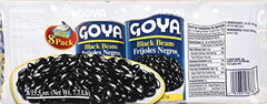 Open can of Goya Black Beans ready for fast seasonings and cooking