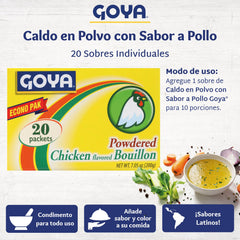 Pantry scene with Goya bouillon packets on a shelf.