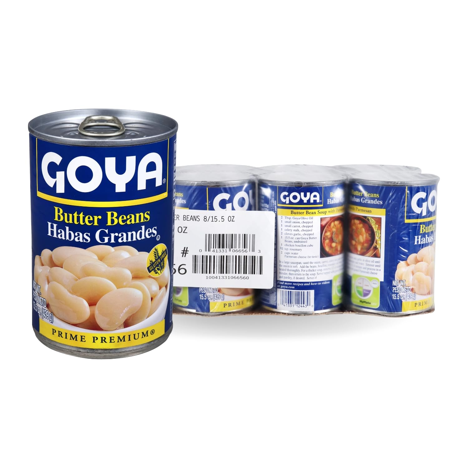 Goya Butter Beans can side view, ideal for soups, stews, or salads.