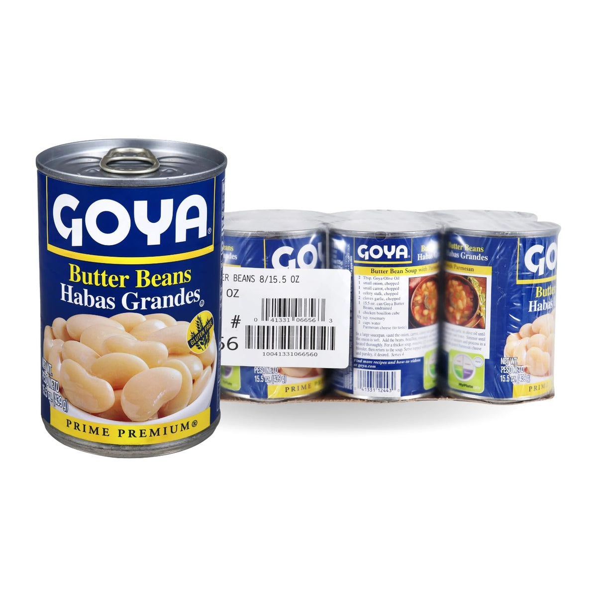 Goya Butter Beans can side view, ideal for soups, stews, or salads.