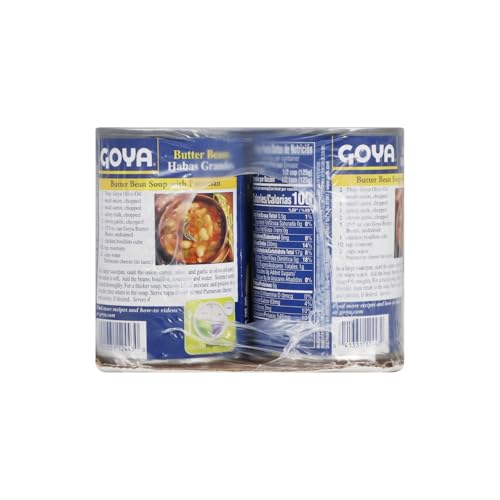 Goya Butter Beans package, convenient pack of eight cans for easy meals.