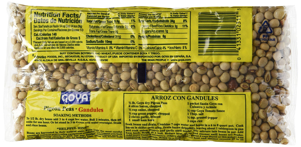 Goya Gandules cooking in a steaming pot, cozy kitchen aroma.
