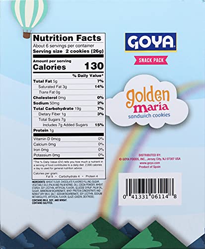 Sandwich-style Goya Golden Maria cookies with chocolate center.