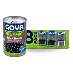 Goya Organic Black Beans with sea salt can shown for convenient protein in meals