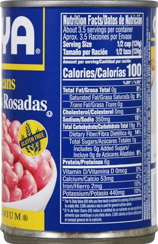Goya Pink Beans cans arranged on a pantry shelf for easy access.