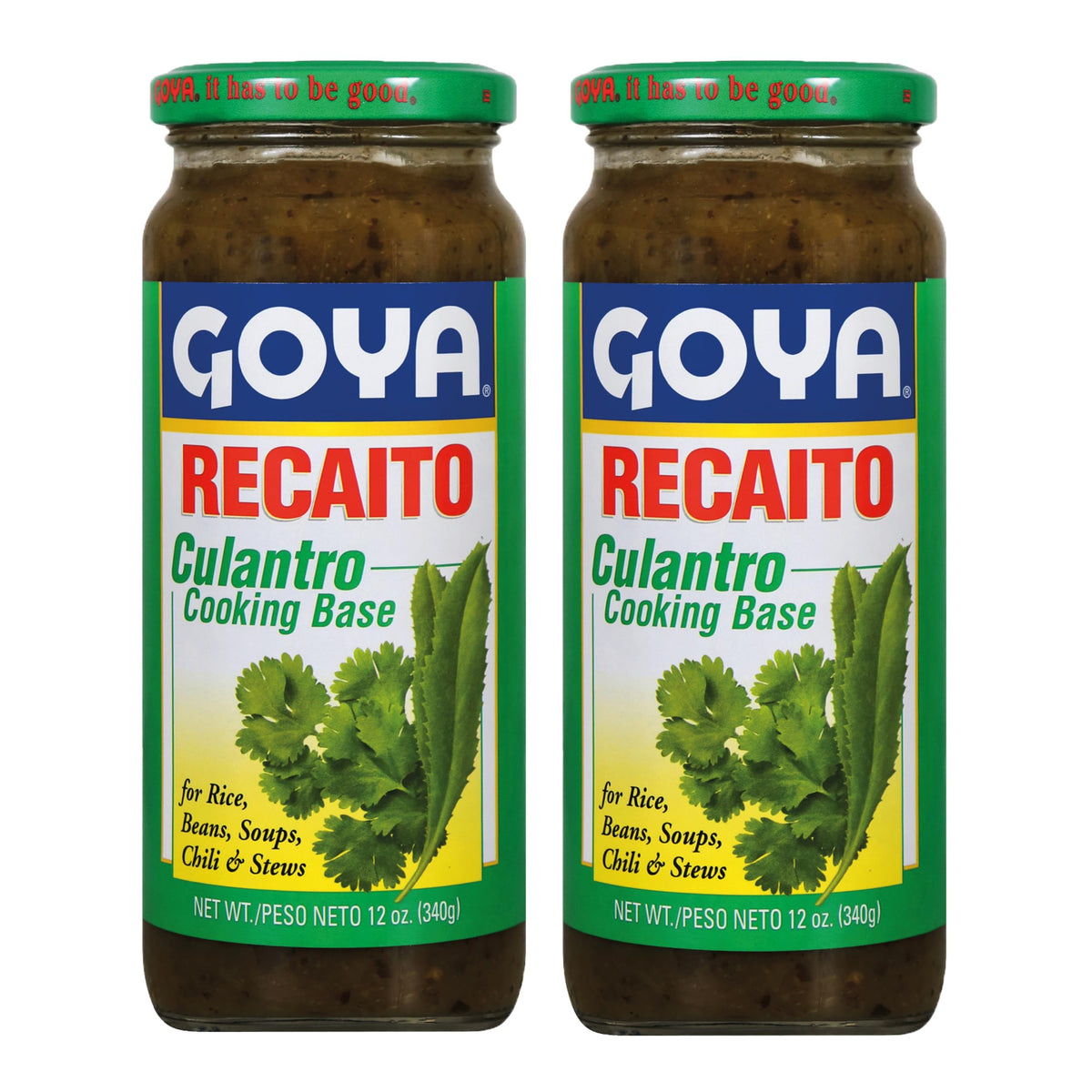 Goya Recaito cilantro base jar open, ready-to-use flavor for rice and beans