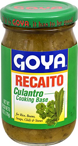 Goya Recaito cilantro base jar ready to flavor beans and rice.