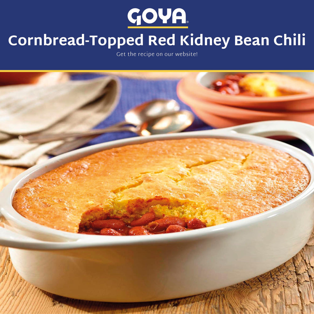 Goya red kidney beans used in quick meal prep.