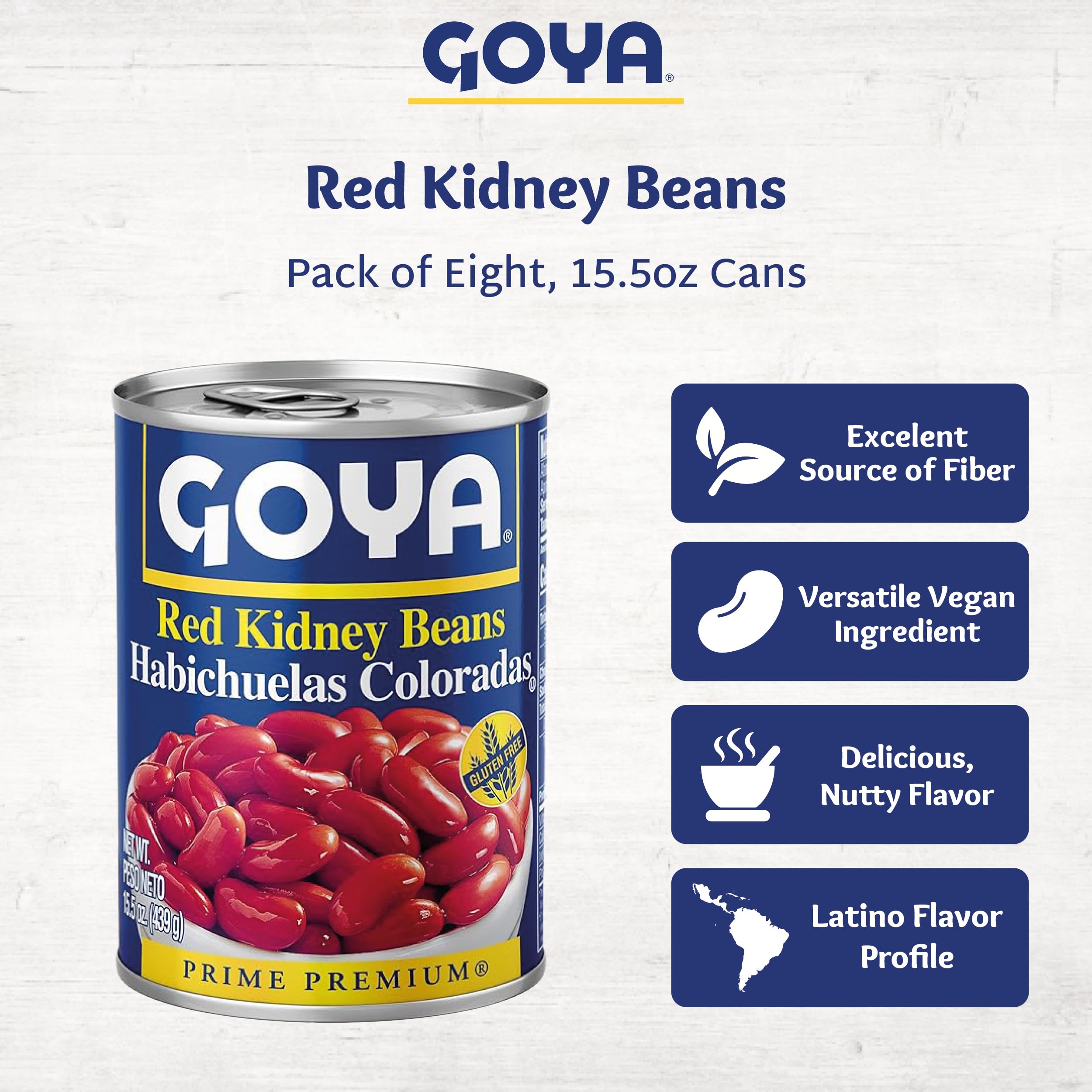 Goya red kidney beans on a pantry shelf.