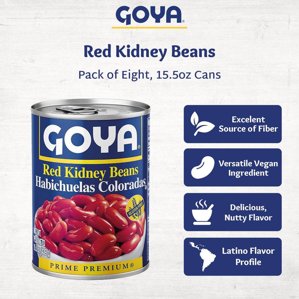 Goya red kidney beans on a pantry shelf.