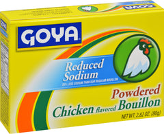 Goya reduced-sodium bouillon cubes stirred into rice for savory grains.