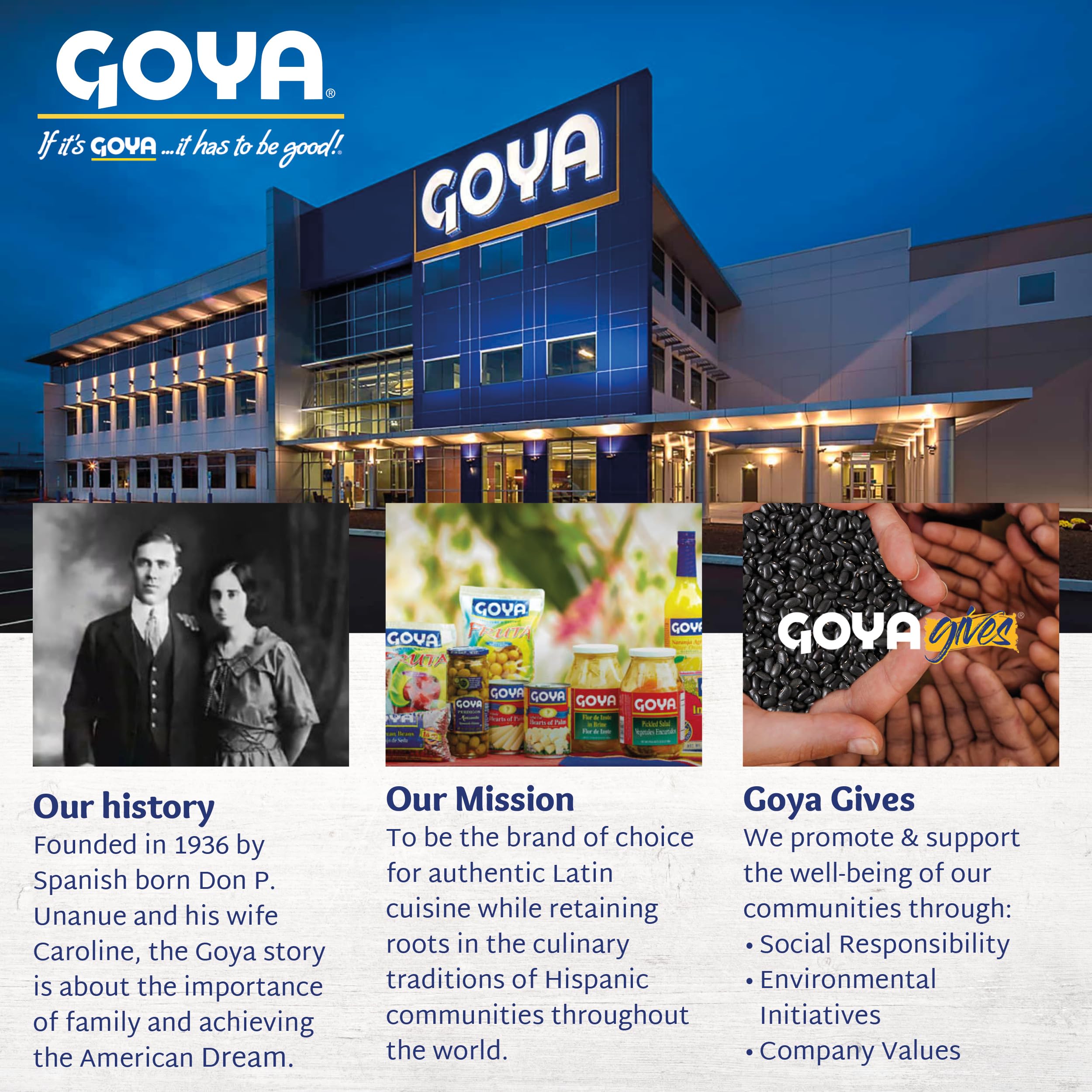 Goya bottle on shelf with convenient, versatile packaging