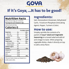 Goya seasoning sprinkled on salad for Latin flair