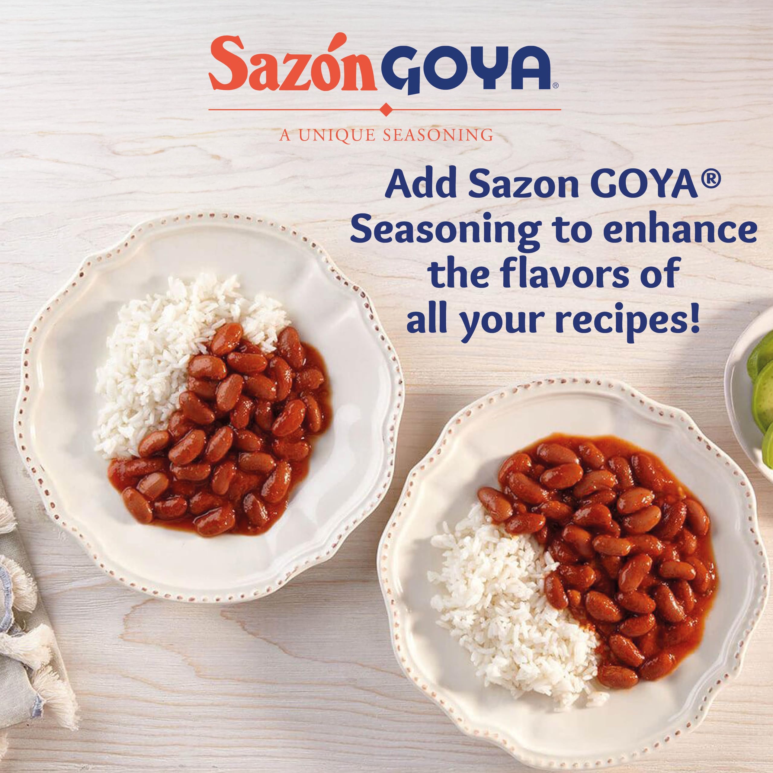 Goya Sazón seasoning on beans and stews for richer color.