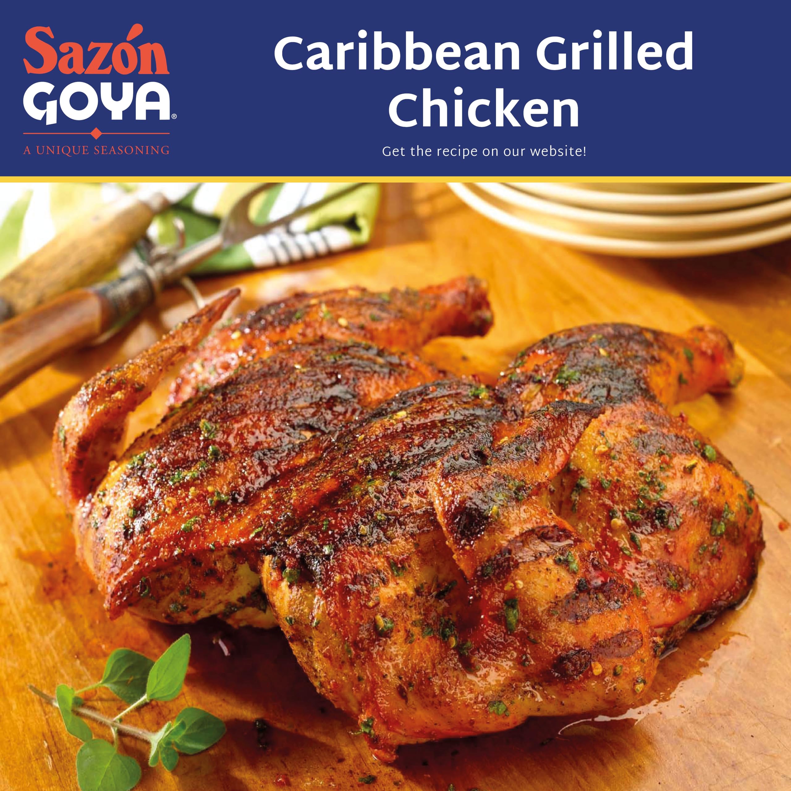 Goya Sazón with seafood, enhances marinades for shrimp and fish.