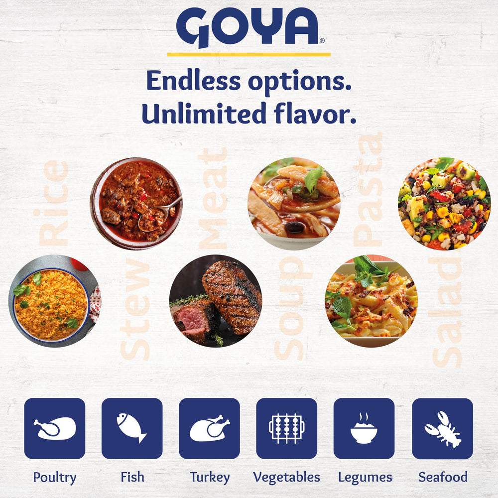 Goya Sazón versatile seasoning for soups, stews, and vegetables.