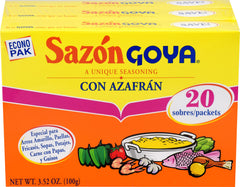 Goya Sazón with Saffron three-pack box front shows vibrant color for authentic meals