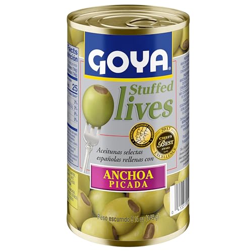 Goya stuffed olives on a platter for appetizers and cocktails.