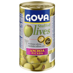 Goya stuffed olives on a platter for appetizers and cocktails.