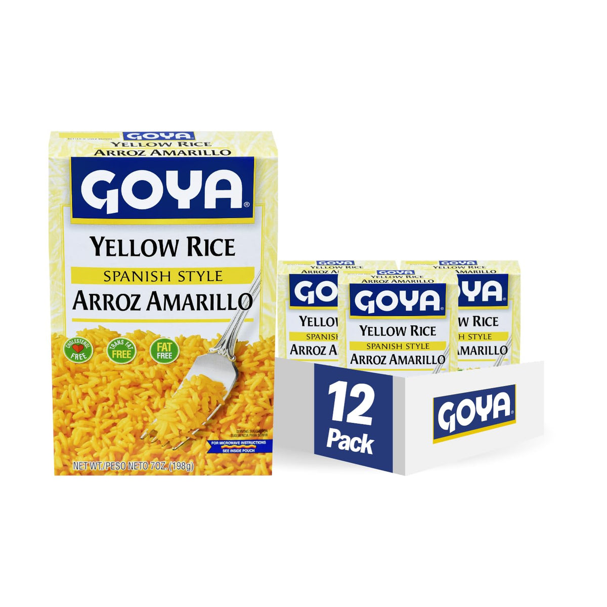 Goya Yellow Rice Mix pack12 front view, elevating meals with Latin-inspired flavor