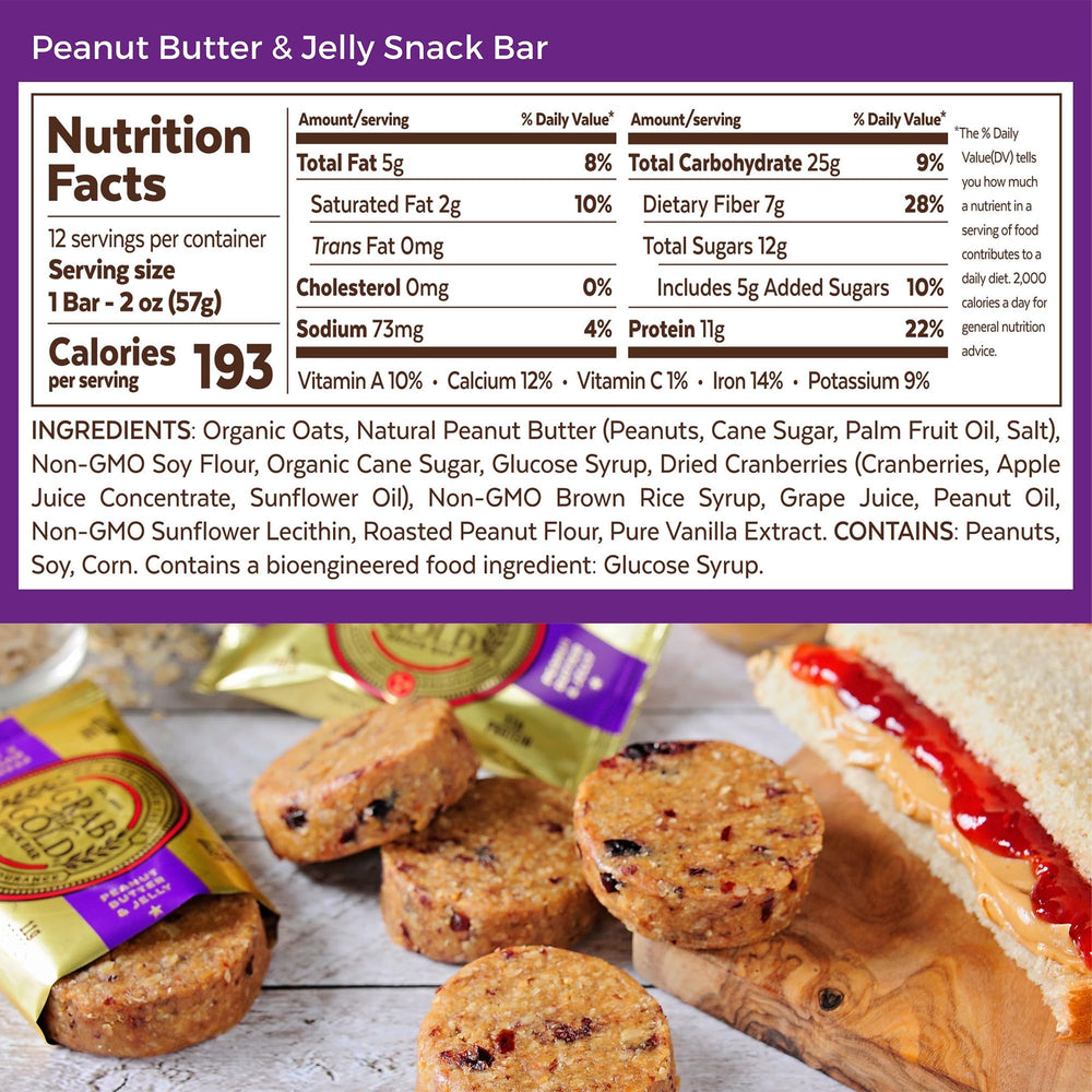 Close-up of Grab The Gold bar showing oats and cranberries for a wholesome snack.