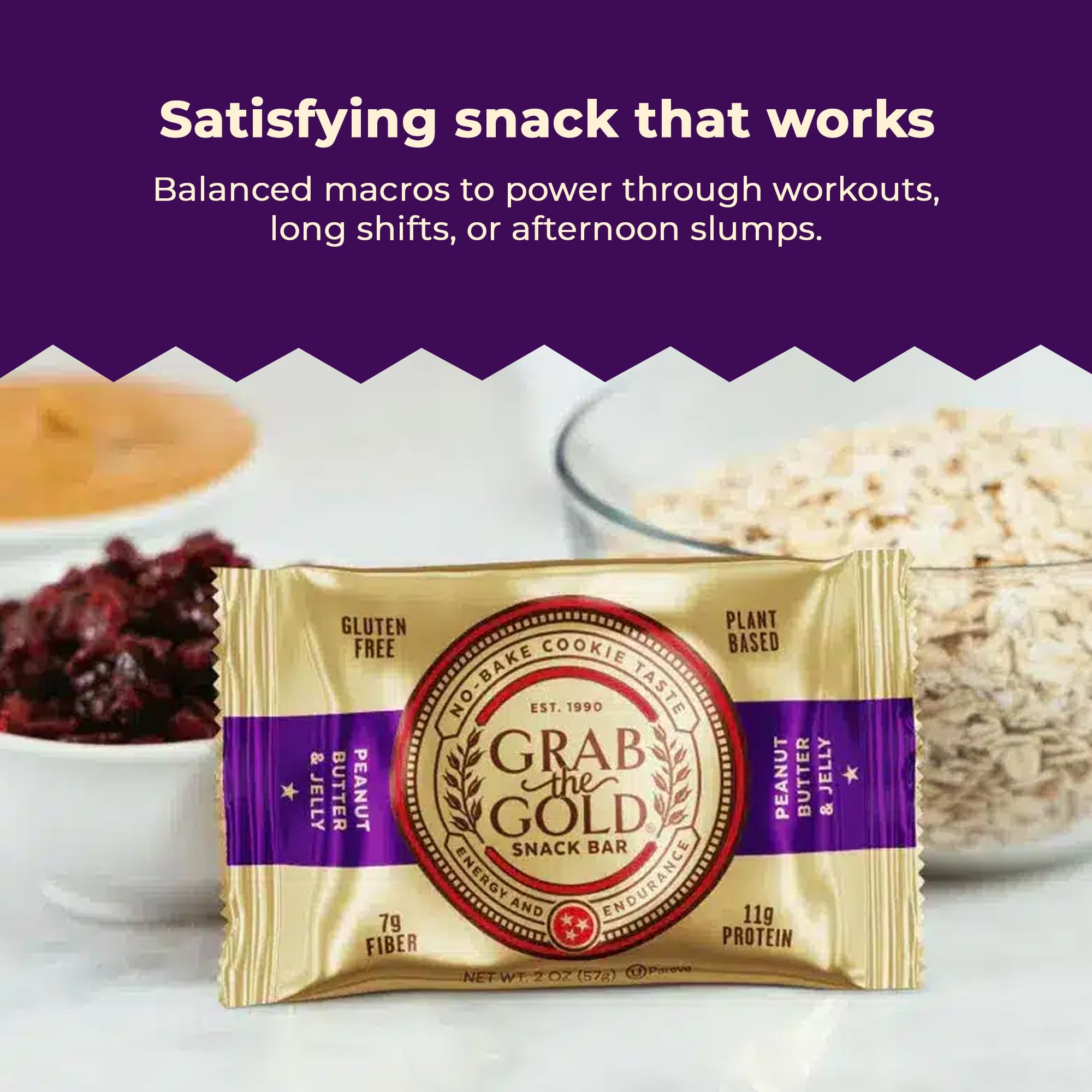 Grab The Gold nutrition label highlights 11g protein per serving.