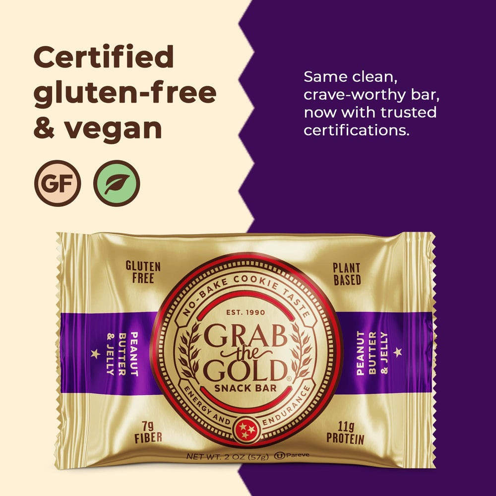 Sliced Grab The Gold bar reveals creamy peanut butter and oats.
