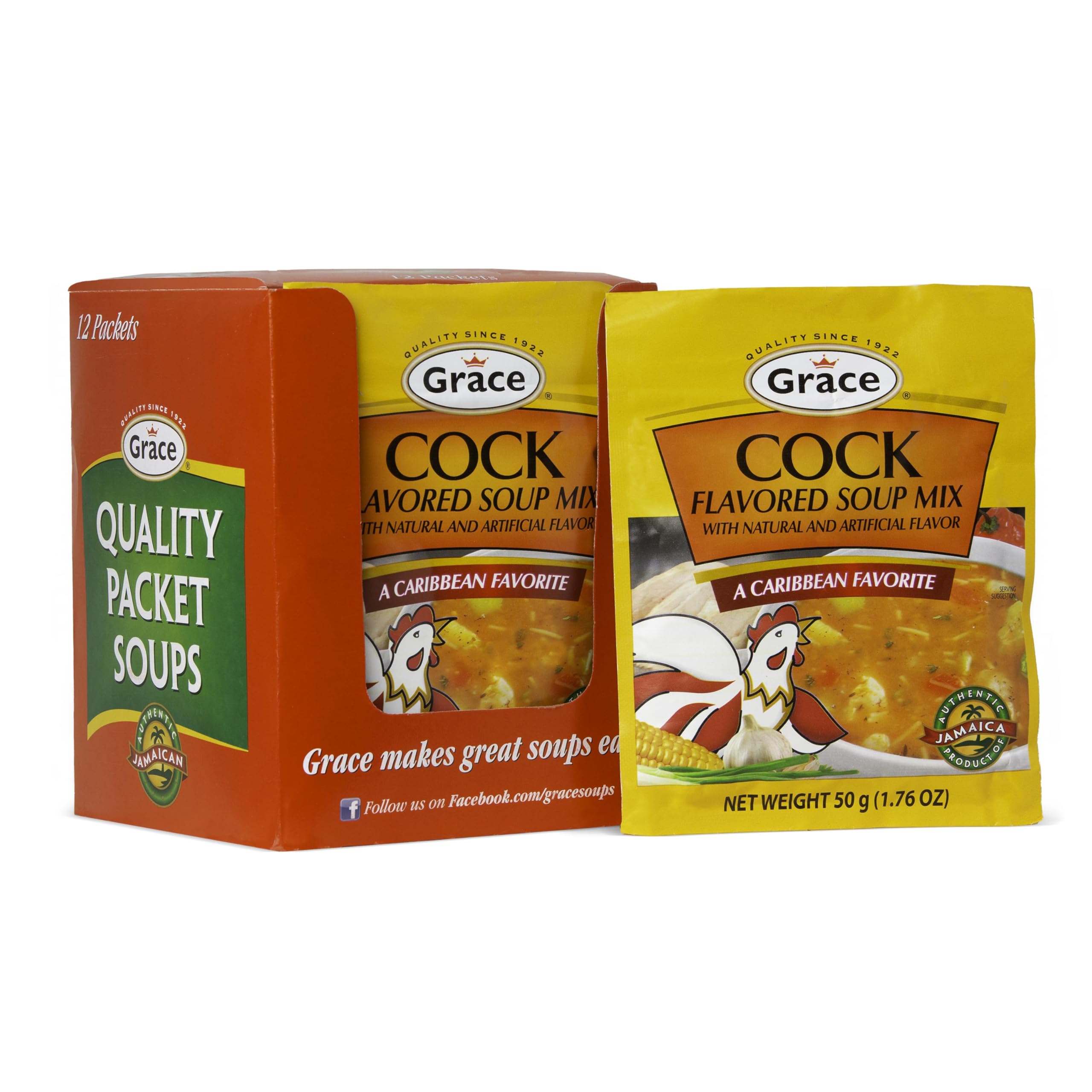 Grace Cock Flavored Soup Mix pack front view showing authentic Jamaican flavor ready to cook