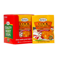 Grace Cock Flavored Soup Mix pack front view showing authentic Jamaican flavor ready to cook