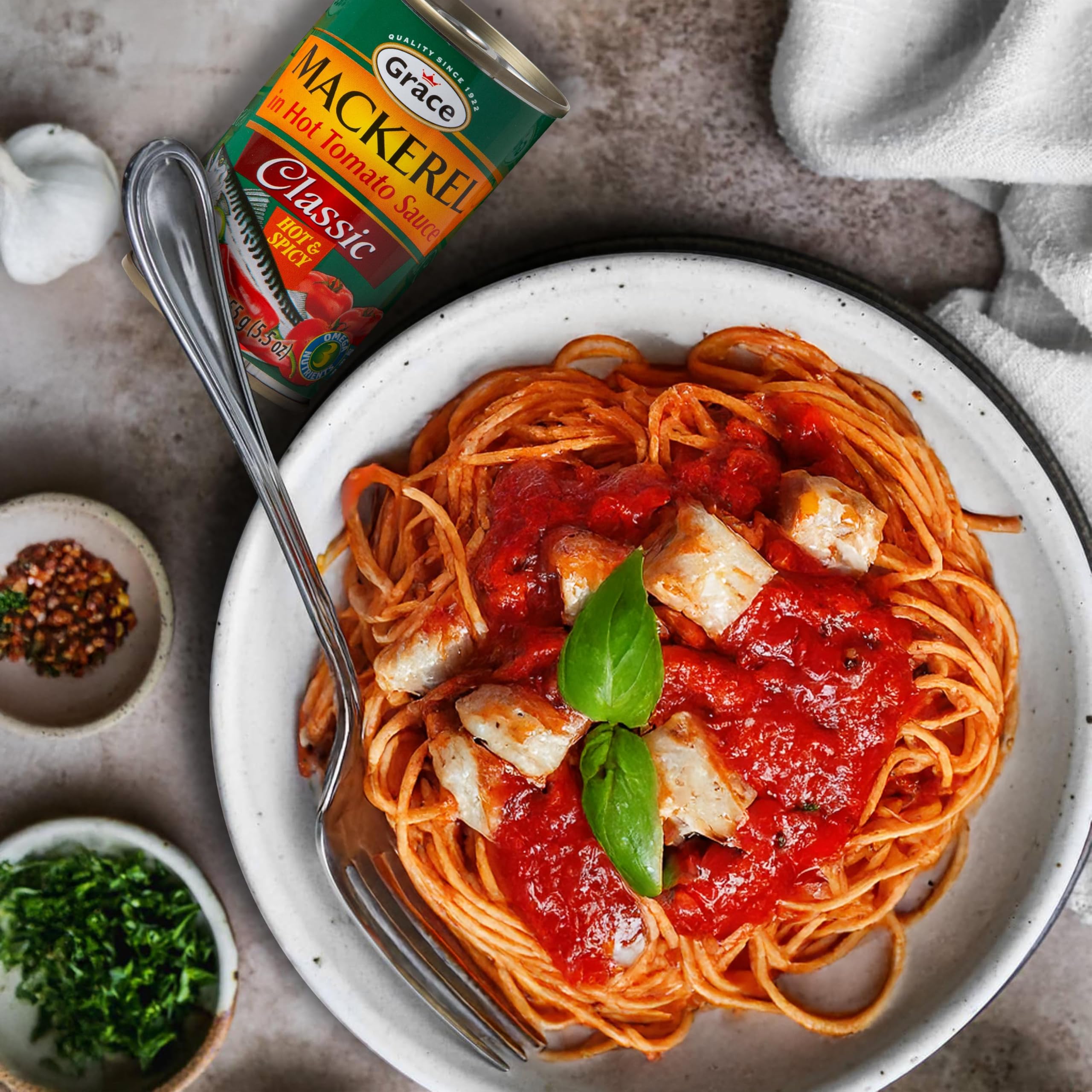 Grace 10 pack of hot spicy mackerel for pantry meals