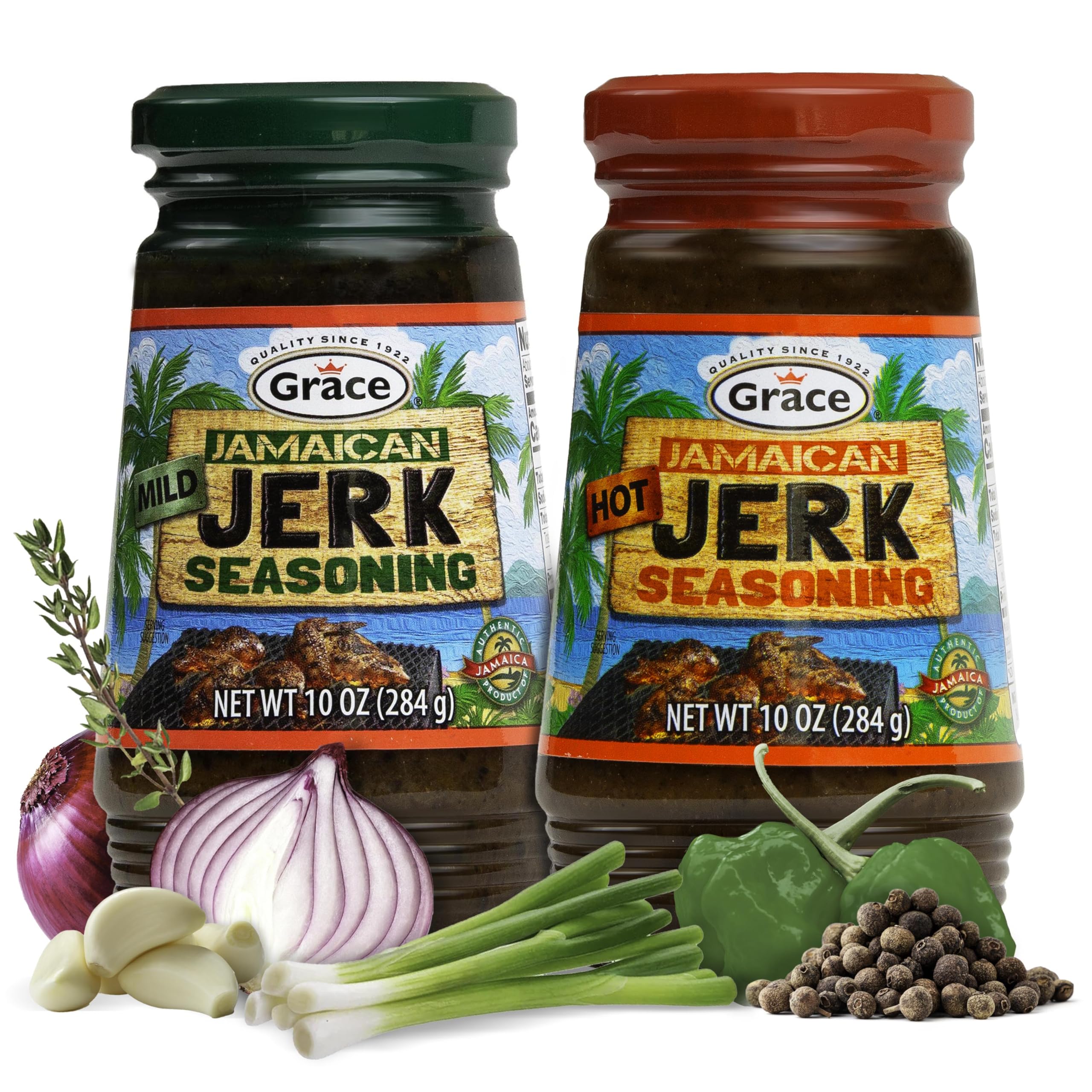 Grace Jamaican Jerk Seasoning bottle-front view; ideal for bold chicken flavor.